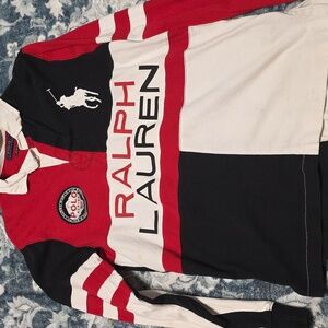 Ralph Lauren Red, Black, and White Rugby Longsleeve Shirt